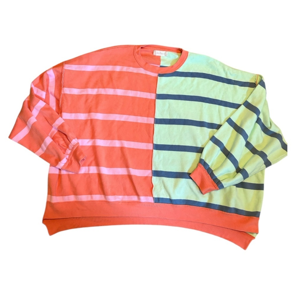 Altar’d State Multicolor Colorblock Striped Sweatshirt | Size L